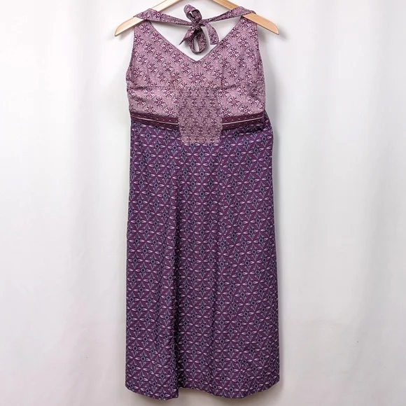 Athleta Pack Everywhere Halter Dress Athleisure Mixed Print Purple size 12 Tall - Picture 3 of 16